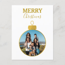 カスタムエレガント金ゴールド写真オーナメントクリスマス シーズンポストカード