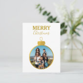 カスタムエレガント金ゴールド写真オーナメントクリスマス シーズンポストカード (スタンド正面)