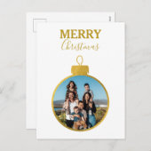 カスタムエレガント金ゴールド写真オーナメントクリスマス シーズンポストカード (正面/裏面)