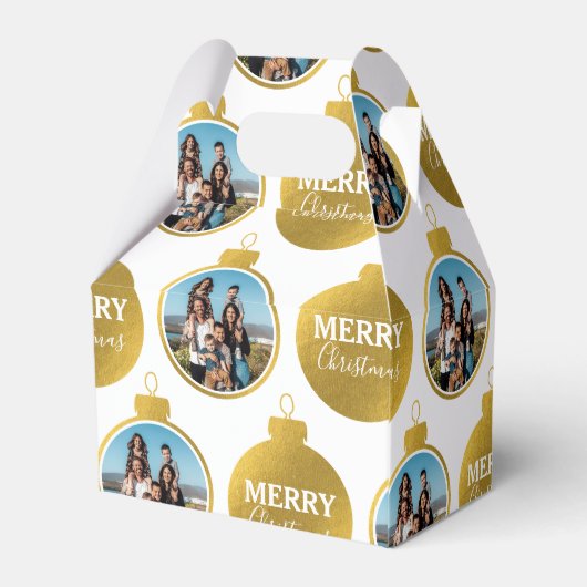 カスタムエレガント金ゴールド写真オーナメントクリスマス フェイバーボックス (裏面サイド)