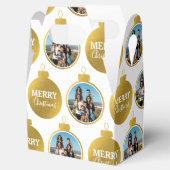 カスタムエレガント金ゴールド写真オーナメントクリスマス フェイバーボックス (オープン)