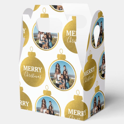 カスタムエレガント金ゴールド写真オーナメントクリスマス フェイバーボックス (オープン)