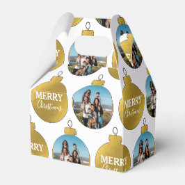 カスタムエレガント金ゴールド写真オーナメントクリスマス フェイバーボックス
