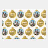 カスタムエレガント金ゴールド写真オーナメントクリスマス ラッピングペーパーシート (正面2)