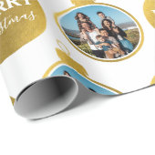 カスタムエレガント金ゴールド写真オーナメントクリスマス ラッピングペーパー (ロールコーナー)