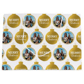 カスタムエレガント金ゴールド写真オーナメントクリスマス ラージペーパーバッグ (正面)