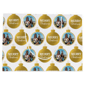 カスタムエレガント金ゴールド写真オーナメントクリスマス ラージペーパーバッグ (裏面)