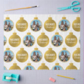 カスタムエレガント金ゴールド写真オーナメントクリスマス 薄葉紙 (クラフト)