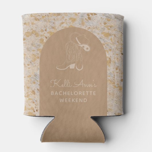 カスタムエレガント金ゴールド牛皮モダン女性のカーボーイ 缶クーラー (裏面)