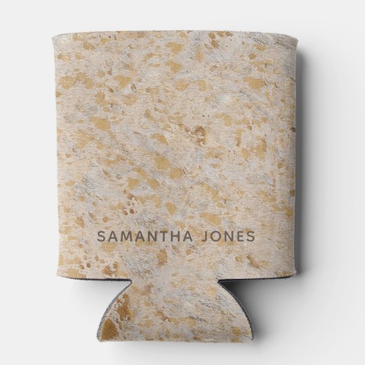 カスタムエレガント金ゴールド牛皮モダン女性のカーボーイ 缶クーラー (裏面)