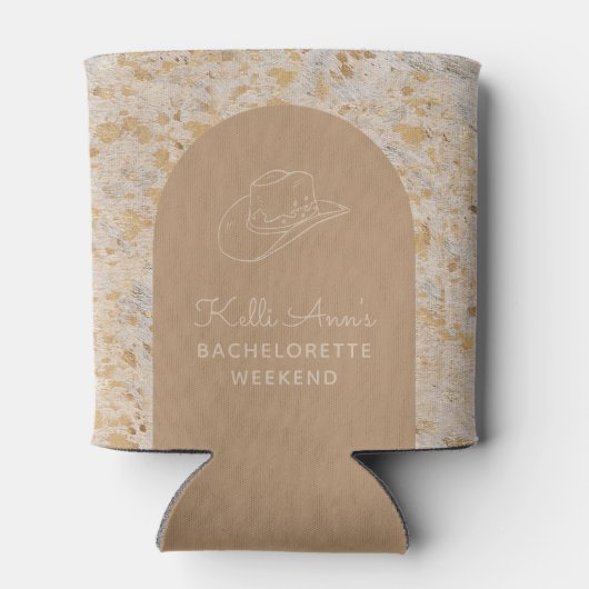 カスタムエレガント金ゴールド牛皮モダン女性のカーボーイ 缶クーラー (裏面)