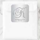 カスタムエレガント銀モノグラムのイニシャル文字K スクエアシール (バッグ)