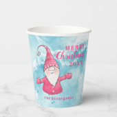 カスタムエレガント青とピンクのメリークリスマス 紙コップ (裏面)