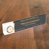 カスタムエレガント黒と金ゴールドデスクの時計の銘板 デスクネームプレート (側面)