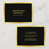 カスタムエレガント黒と金ゴールドモダンテンプレート 名刺 (正面/裏面)