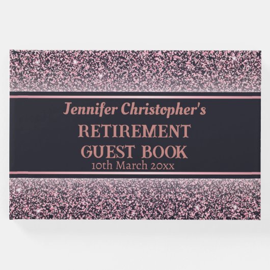 カスタムエレガント黒モダンバラ金ゴールド退職 ゲストブック (正面)