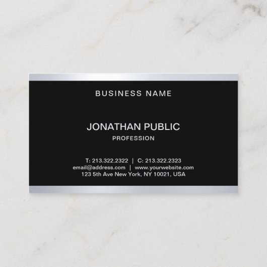カスタムエレガント黒銀カッコいいモダン 名刺 (裏面)