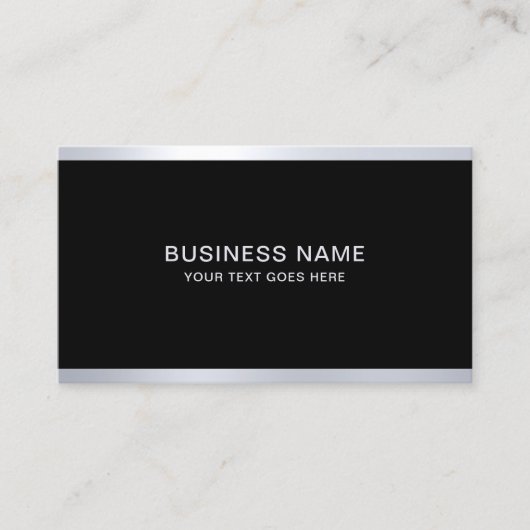 カスタムエレガント黒銀カッコいいモダン 名刺 (正面)