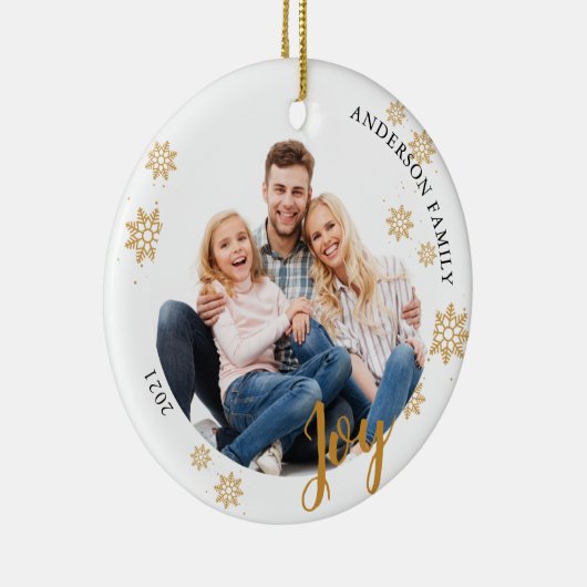 カスタムエレガント2サイドファミリーフォトクリスマス セラミックオーナメント (右)