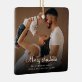 カスタムエレガント2面ファミリーフォトクリスマスサー セラミックオーナメント (右)