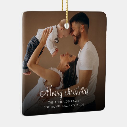 カスタムエレガント2面ファミリーフォトクリスマスサー セラミックオーナメント (右)