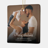 カスタムエレガント2面ファミリーフォトクリスマスサー セラミックオーナメント (左)