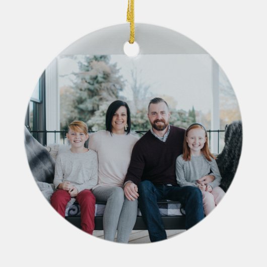 カスタムエレガント2面ファミリー写真セラミックまたは名前 セラミックオーナメント (裏面)