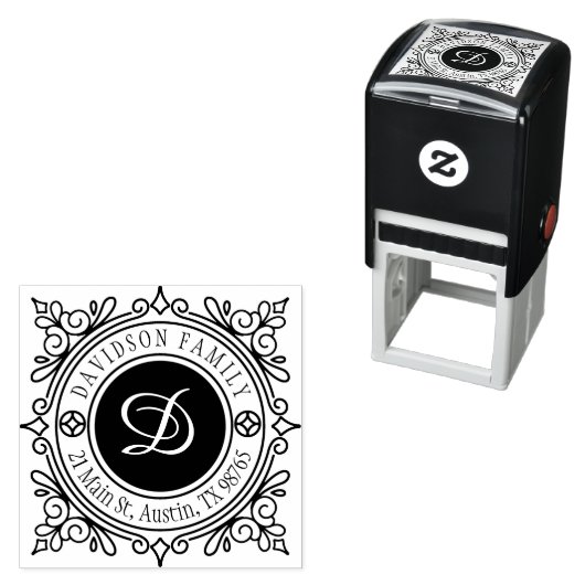 カスタムエレガントClassy Monogram差出人住所 セルフインキングスタンプ (インサイチュ)