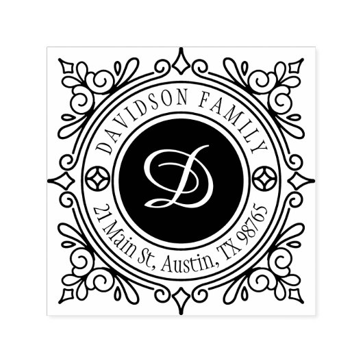 カスタムエレガントClassy Monogram差出人住所 セルフインキングスタンプ (デザイン)