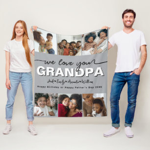カスタムエレガントGRANDPA写真コラージュ フリースブランケット