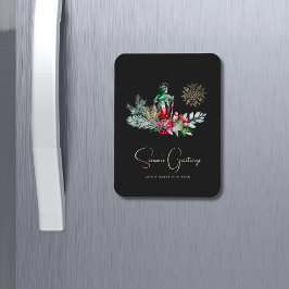 カスタムエレガントLantern Minimalist Scriptクリスマス マグネット