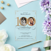 カスタムエレガントPhoto 100th Birthday Party アクリル招待状 (インサイチュ (ウェディング))