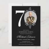 カスタムエレガントPhoto Surprise 70th Birthday Party 招待状 (正面)