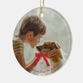 カスタムエレガントRed Christmas Bow写真 セラミックオーナメント (左)