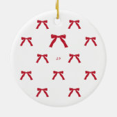 カスタムエレガントRed Christmas Bow写真 セラミックオーナメント (裏面)