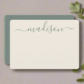 カスタムエレガントSage Greenタイポグラフィスクリプト名 ノートカード