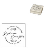 カスタムエレガントScript & Cute葉 |アドレス ラバースタンプ (押印)