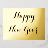 カスタムエレガントScript Happy New Yearフェイク金ゴールド 箔招待状ポストカード (正面)