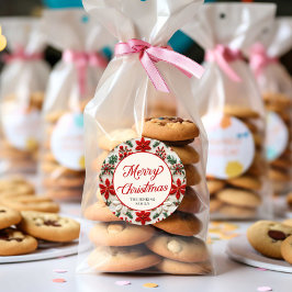 カスタムエレガントScript Merry Christmas ラウンドシール