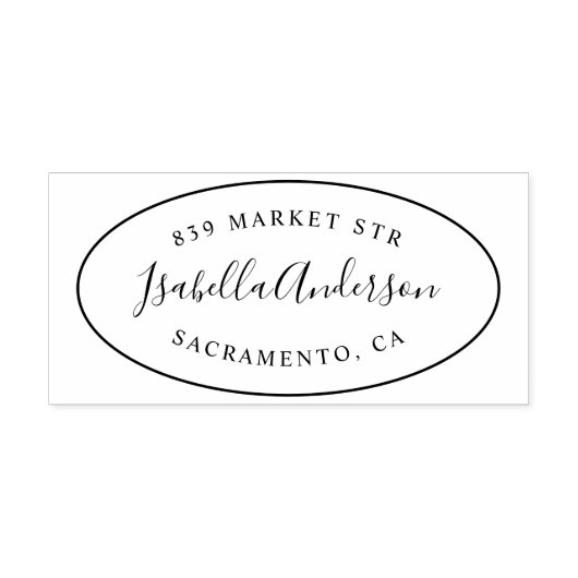 カスタムエレガントScript Name Oval差出人住所 ラバースタンプ (インプリント)