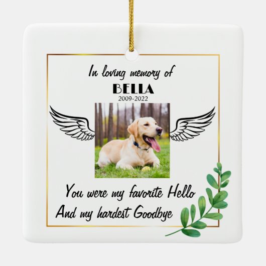 カスタムエンジェルドッグ記念悔やみや弔慰 セラミックオーナメント (裏面)