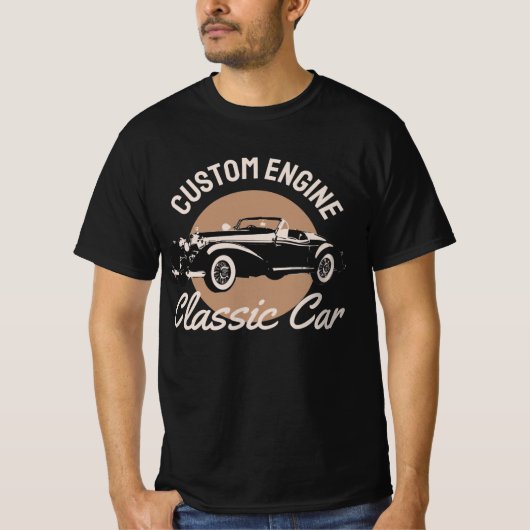 カスタムエンジンクラシック車 Tシャツ (正面)