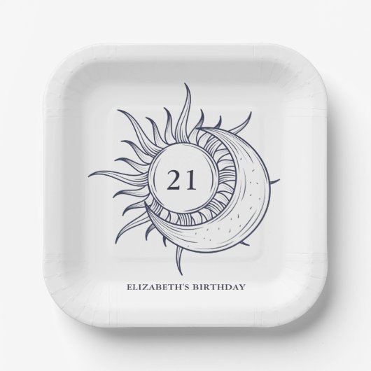 カスタムエージミスティックシアルマンムーン誕生日 ペーパープレート (正面)