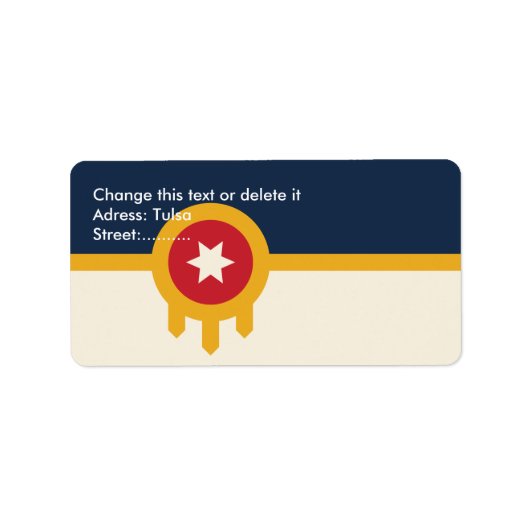 カスタムオクラホマ州タルサ州旗のあるラベル ラベル (正面)