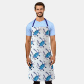 カスタムオリジナルブルーカニデザイン付きエプロン エプロン (着用した状態)