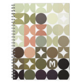 カスタムオリーブグリーンコーラルオレンジタウペアートパターン ノートブック (正面)