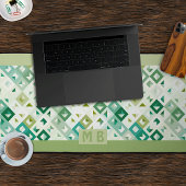 カスタムオリーブグリーンティール(緑がかった色)ブルーレトロアートパターン デスクマット