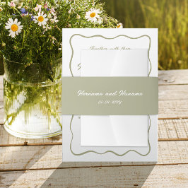 カスタムオリーブグリーン手描きネーム結婚ズ 招待状ベリーバンド