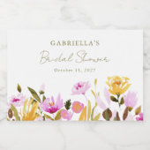 カスタムオリーブピンクウォーターフローラブライダルシャワー スパークリングワインラベル (シングルラベル)