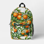 カスタムオレンジの木のバックパック水の色とイニシャル プリントバックパック (正面)